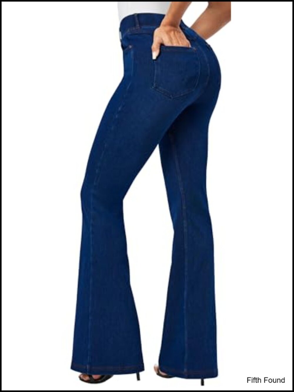Stretchy Bell Bottom Jeans Pull On Bootcut Flare Jeggings with Pockets